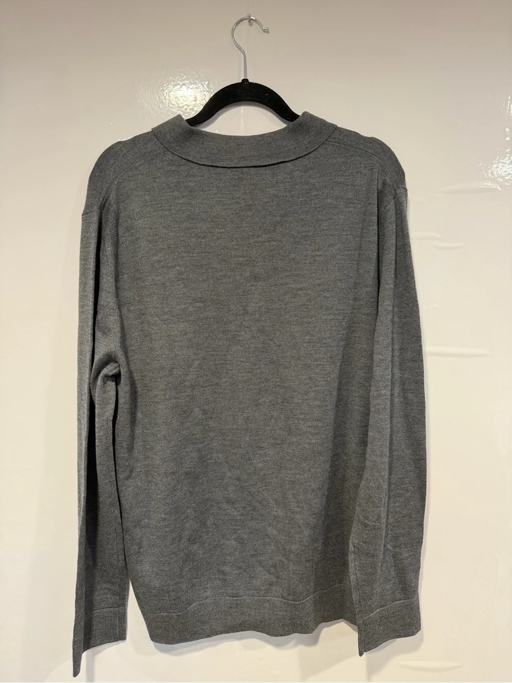 Banana Republic Charcoal Gray Extra Fine Merino Polo Sweater